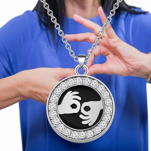 BEKECH هدية مترجم لغة الإشارة ASL لفتة معلقة قلادة تقدير هدية لمترجم ASL هدية يوم المعلمين لمعلم التعليم الخاص in Saudi Arabia
