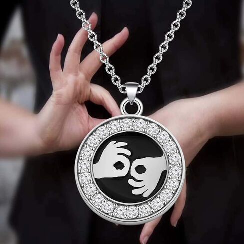 BEKECH هدية مترجم لغة الإشارة ASL لفتة معلقة قلادة تقدير هدية لمترجم ASL هدية يوم المعلمين لمعلم التعليم الخاص in Saudi Arabia