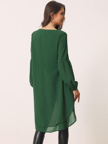 Women's High Low Asymmetrical Tops Lantern Long Sleeve Round Neck Irregular Hem Casual Tops Blouse in Saudi Arabia