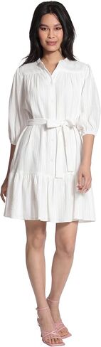 Maggy London Women's Petite Puff Elbow Sleeve Waist Tie Tiered Hem Mini Dress in Saudi Arabia