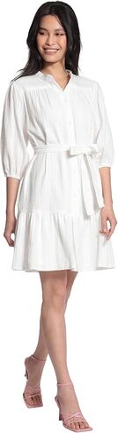 Maggy London Women's Petite Puff Elbow Sleeve Waist Tie Tiered Hem Mini Dress in Saudi Arabia