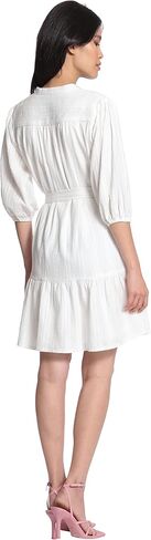 Maggy London Women's Petite Puff Elbow Sleeve Waist Tie Tiered Hem Mini Dress in Saudi Arabia