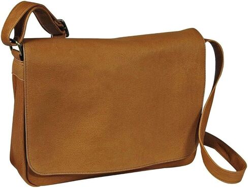 حقيبة كتف من الجلد بغطاء كامل من Le Donne، حقيبة كروس من جلد فاكويتا الكولومبي الفاخر المحبب بالكامل، مقاس 33.02 سم × 25.4 سم × 10.16 سم in Kuwait