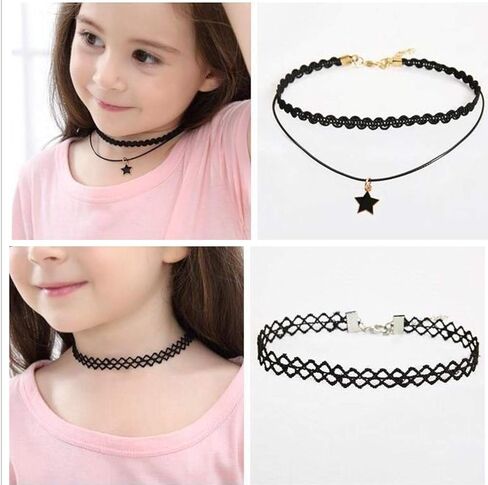 مجموعة Choker 20 قطعة قابلة للتعديل الكلاسيكية قلادة مجموعة القدم مع الأسود المخملية المعدنية قلادة صنع سلاسل خمر لوليتا للنساء الفتيات in Kuwait
