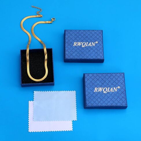 RWQIAN 18K الذهب قلادة واسعة مسطحة للفتيات ثعبان سلسلة القلائد للنساء متعرجة ربط قلادة ثعبان قلادة المجوهرات هدية للنساء الفتيات in Kuwait