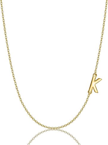 EVER FAITH 925 فضة حساسة صغيرة الأبجدية الأولي 26 حرف جانبية المختنق قلادة مجوهرات للنساء in Kuwait