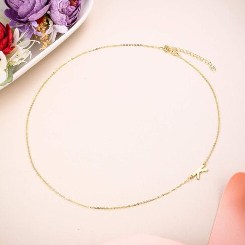 EVER FAITH 925 فضة حساسة صغيرة الأبجدية الأولي 26 حرف جانبية المختنق قلادة مجوهرات للنساء in Kuwait