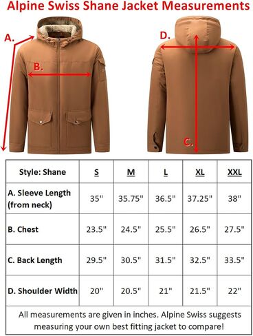 Alpine Swiss Shane Mens Sherpa Lined Parka Hooded Winter Coat Cargo Utility Jacket in Saudi Arabia