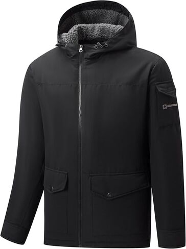 Alpine Swiss Shane Mens Sherpa Lined Parka Hooded Winter Coat Cargo Utility Jacket in Saudi Arabia