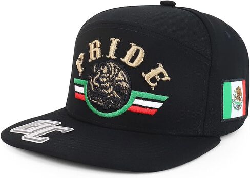 Trendy Apparel Shop 3D Mexico Pride Embroidered Flatbill Snapback Cap in Saudi Arabia