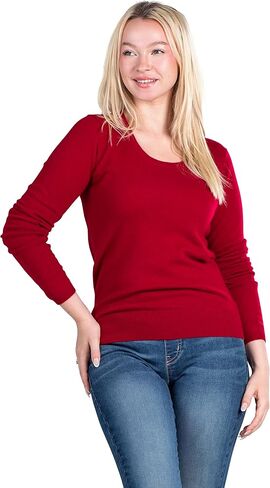Velanio Cashmere Crewneck Sweater for Women | Lightweight Long Sleeve Pullover Sweaters Made from 100% Cashmere in Kuwait