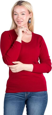 Velanio Cashmere Crewneck Sweater for Women | Lightweight Long Sleeve Pullover Sweaters Made from 100% Cashmere in Kuwait