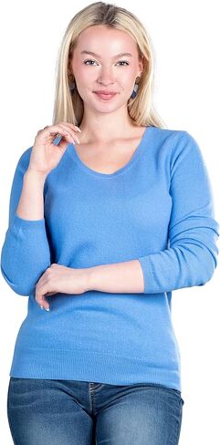 Velanio Cashmere Crewneck Sweater for Women | Lightweight Long Sleeve Pullover Sweaters Made from 100% Cashmere in Kuwait