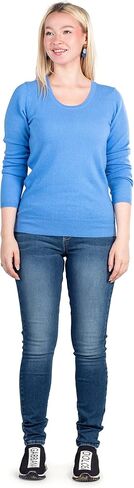 Velanio Cashmere Crewneck Sweater for Women | Lightweight Long Sleeve Pullover Sweaters Made from 100% Cashmere in Kuwait