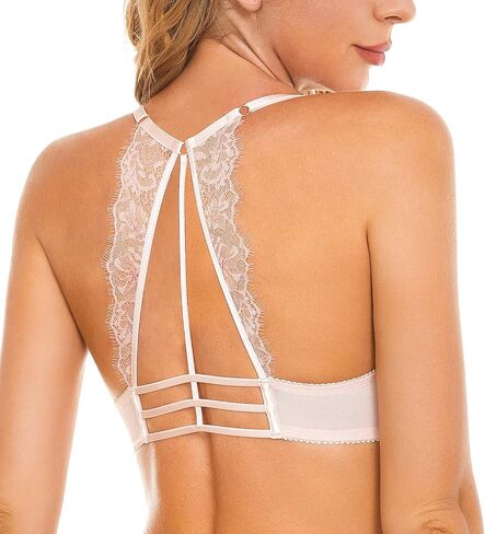 حمالة صدر Deyllo النسائية المثيرة من الدانتيل وإغلاق أمامي غير مبطنة بظهر متسابق وسلك داخلي يغرق in Kuwait