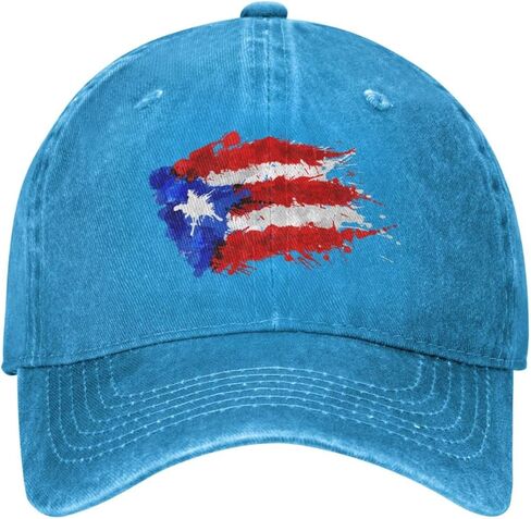 VunKo Puerto Rico Flag Splashes Distressed Adjustable Washed Denim Mens Dad Trucker Hat Baseball Ball Cap for Men in Kuwait