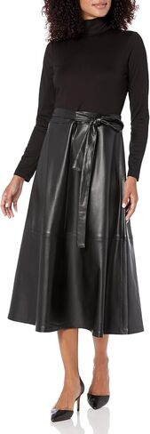 Anne Klein Women's Combo Vegan Leather Dress in Kuwait