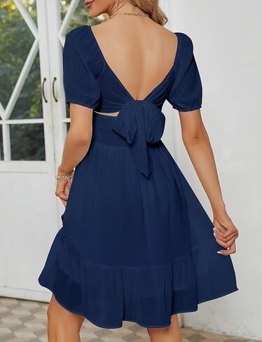 فستان صيفي من YATHON للنساء لحفلات الزفاف فساتين الشمس للنساء فساتين شاطئ غير رسمية مكشكشة بطيات على شكل حرف a فساتين صغيرة in Kuwait