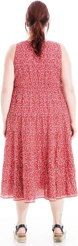 Max Studio Women's Plus Size Sleevless V Neck Tiered Midi Dress in Saudi Arabia