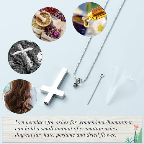 Imrsanl Crystal Cross Necklace for Ashes - Stainless Steel Keepsake Cremation Jewelry - Religious Cross Memorial Urn Necklace for Pet Human Ashes Pendant in Saudi Arabia