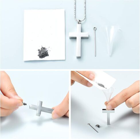 Imrsanl Crystal Cross Necklace for Ashes - Stainless Steel Keepsake Cremation Jewelry - Religious Cross Memorial Urn Necklace for Pet Human Ashes Pendant in Saudi Arabia
