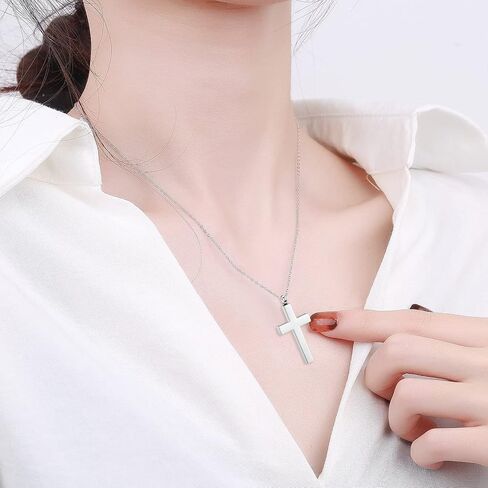 Imrsanl Crystal Cross Necklace for Ashes - Stainless Steel Keepsake Cremation Jewelry - Religious Cross Memorial Urn Necklace for Pet Human Ashes Pendant in Saudi Arabia