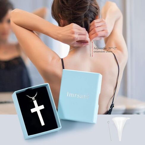 Imrsanl Crystal Cross Necklace for Ashes - Stainless Steel Keepsake Cremation Jewelry - Religious Cross Memorial Urn Necklace for Pet Human Ashes Pendant in Saudi Arabia