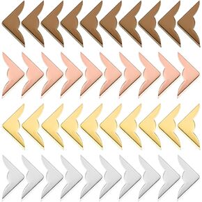 Bewudy 80 Pcs Metal Book Corner Protector, 4 Colors Vintage Iron Book Corner Protector for Scrapbook Photo Album, Triangle Carved Notebook Folder Corner Decorative Frame Angle (Style E)