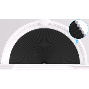 Myshade Arch Window Shades Half Circle Blackout Cellular Shades Cordless No Drill Blinds for Windows Half Moon Honeycomb Fabric No Tools Room Darkening Shades Easy Install (White 36" X 72")