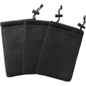 uxcell Nylon Mesh Drawstring Bag, 5 x 3.5 Inch Small Storage Pouch String Bags for Mini Stuff MP3 Charger Earphone Key, 3pcs Travel Kit Organizer for Lipstick Cosmetic Jewelry, Black