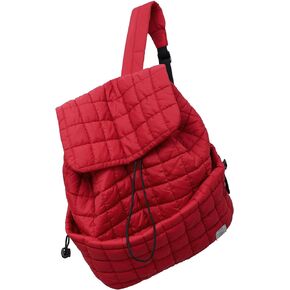 CONTAIL 18L 14 Inch Quilted Puffer Backpack,Top Flap Drawstring Backpack,Black