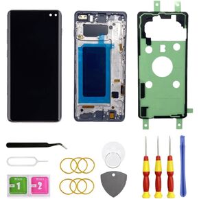 LCD Display Screen Assembly Replacement for Samsung Galaxy S10 Plus LCD Touch Digitizer Screen with Frame S10+ 6.4" G975U G975FD G975A Black (Fingerprint Recognition is not Supported)