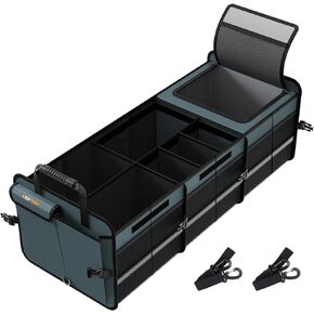 HEYTRIP Large Trunk Organizer With Built-in Leakproof Cooler Bag, 2 Tie-Down Straps, 4 Removable Dividers, Foldable Cover, Built with 2mm PE Board