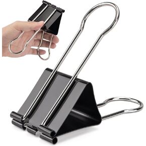 OWLKELA 2.4 inch Extra Jumbo Binder Clips 2 Pcs, Large Paper Clip, Big Paper Clamps, Binder Clips Large Size for Home, School and Office Supplies