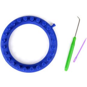 Kakalote Round Knitting Looms Set Craft Kit Tool with Hook Needle and Crochet for Loom Knitting Hats, Scarves Shawl Sock Blankets & More(Blue-14cm)