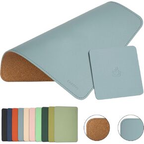 Leather Mouse Pad,Wood Mouse Pad,Double Side Mouse Pad,Stitched Edges,Equipped with Coaster Mouse Pads for Laptop,Office & Home,1 Pack,8inch11inch, (Sierra Blue)