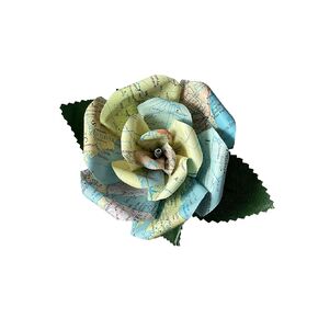 Handmade Map Paper Flowers, Paper Rose made from Upcycled World Atlas Pages, Travel Lovers Gifts for Anniversaries, Birthdays, Graduations, Weddings, 3 Inch Small