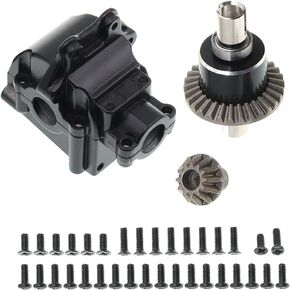 Metal Front&Rear Differential Gearboxes Housing Cover with Differential Gear Set Compatible with WLtoys 1/14 144010 144001 144002 124018 124016 124017 124019 RC Car Upgrades Parts (Black)