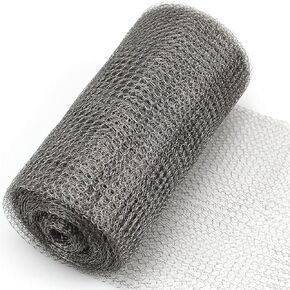 Wire Mesh for Mice Control 7.8" X 13.1Ft Hole Fill Fabric Gap Blocker Stainless Steel Wire Mesh Roll Flexible Stretchy Fabric DIY Kit for Garden House Rodent