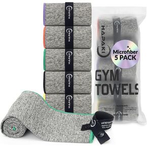 Microfiber Workout Towels for Men & Women (5 Pack), Skin Friendly, Odor-Free, Highly Absorbent, Quick Dry Sweat Towel - Gym Towels for Working Out, Yoga, Running, Sport & More (30.5"L x 16"W)
