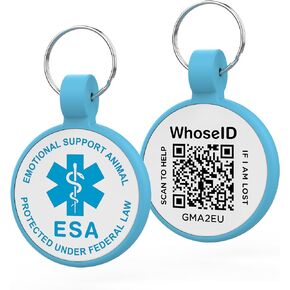ESA Dog Tag, QR Code Dog Tag, Modifiable Free Pet Online Profile, Scannable QR Code, Scan QR Send Instant Pet Location Alert Email, Silicone Lightweight Pet ID Tag for Dog and Cat (Black, Regular)