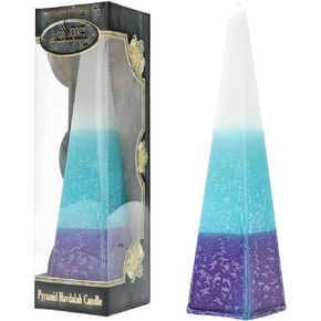 Pyramid Self Standing Long Lasting Havdalah Candle (Water - Blue Purple White)