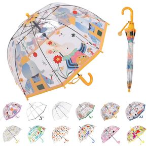 Kids Clear Bubble Umbrella Transparent Dome See Through Child Umbrellas for Rain Boys Girls with Pinch-Proof Closure and Easy-Grip Hook Handle