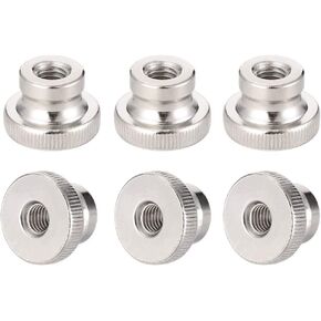 uxcell Knurled Thumb Nuts, 6Pcs M8x1.25mm Iron Round Knobs Fasteners for 3D Printer Parts, Silver Tone