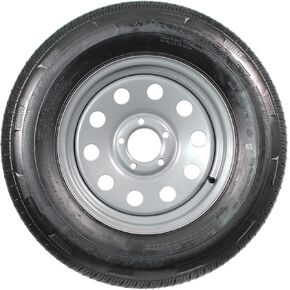eCustomRim Radial Trailer Tire On Rim ST205/75R15 D Load Range 5-5 Silver Modular Wheel - 6 Year Warranty w/Free Roadside