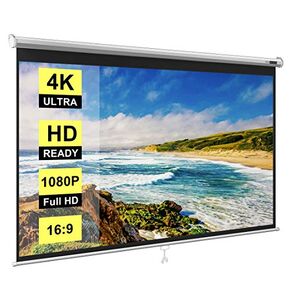 VIVOHOME 80 Inch Manual Pull Down Projector Screen, 16:9 HD Retractable Widescreen Matte for Movie Home Theater Cinema Office Video Game, Black