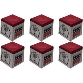 Set of 6 Red Billiard Pool Cue Chalk