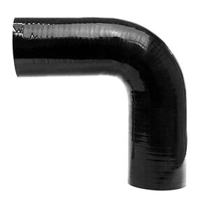 HPS 1-5/8" ID, Silicone 90 Degree Elbow Coupler Hose, High Temp 4-Ply Reinforced, Leg Length on Each Side: 4-1/2", 75 Psi Max. Pressure, SEC-8758-BLK, Silicone, Black