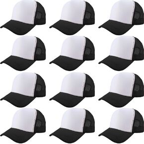 12 Pack Adult Blank Trucker Hats DIY Sublimation Trucker Caps Mesh Baseball Cap Summer Hat for Men Women Summer