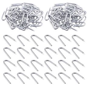 Swpeet 200Pcs 3/2" - 0.16"×1.57" Steel Wire Staples, Concrete Metal Wire Twisting Fence Tool, Fence Staple Nails, U Shaped Nails for Fencing, Wire Mesh and Woven Fencing